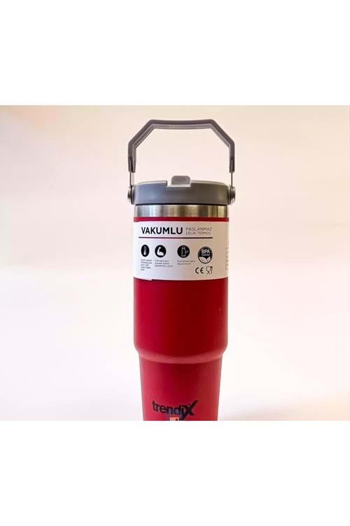 TRENDIX ÇELİK İÇLİ TERMOS 900 ML. KIRMIZI