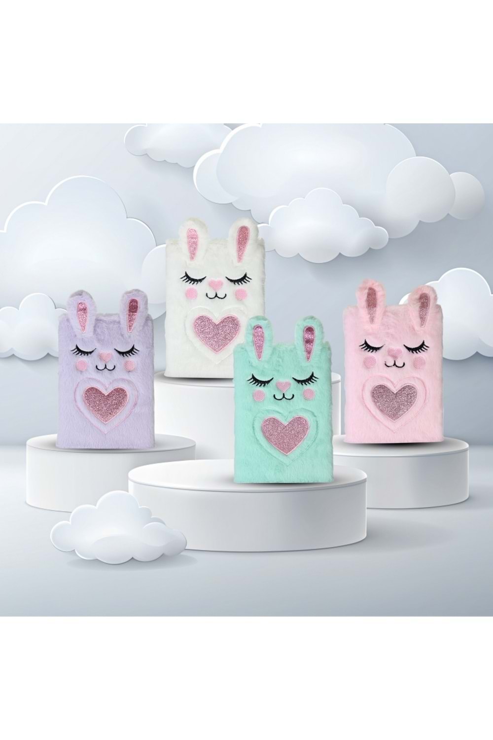 KAR PELUŞ HATIRA DEFTERİ KALPLİ TAVŞANLAR PD.101