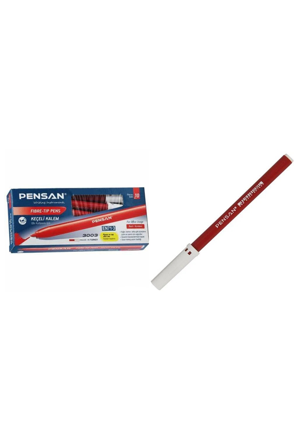 PENSAN KEÇELİ KALEM OFİS KIRMIZI 10 LU PK.